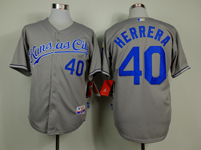 Men Kansas City Royals #40 Herrera Grey MLB Jerseys->kansas city royals->MLB Jersey